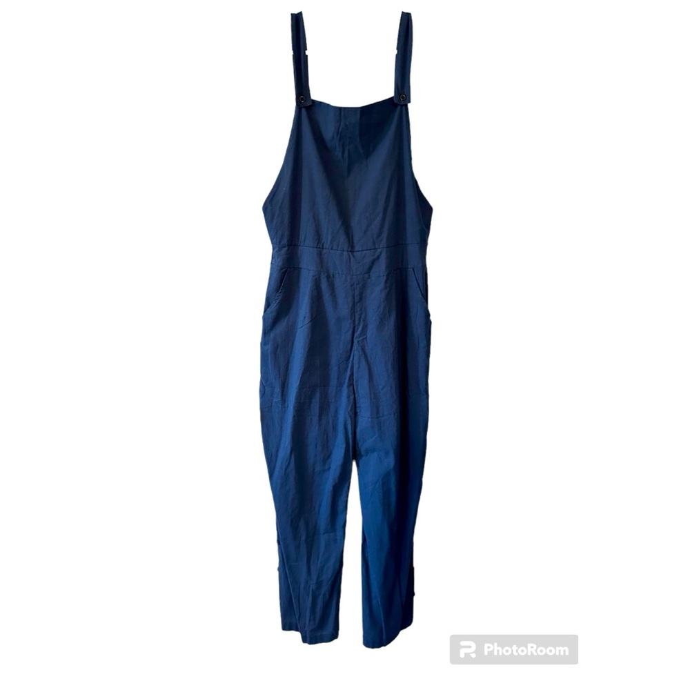 Spring Summer Lightweight Navy Boutique Jumpsuit Women Size Large Long Low Back